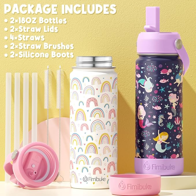 Fimibuke Kids Insulated Water Bottle, 18oz BPA FREE Kids Cups - Image 6