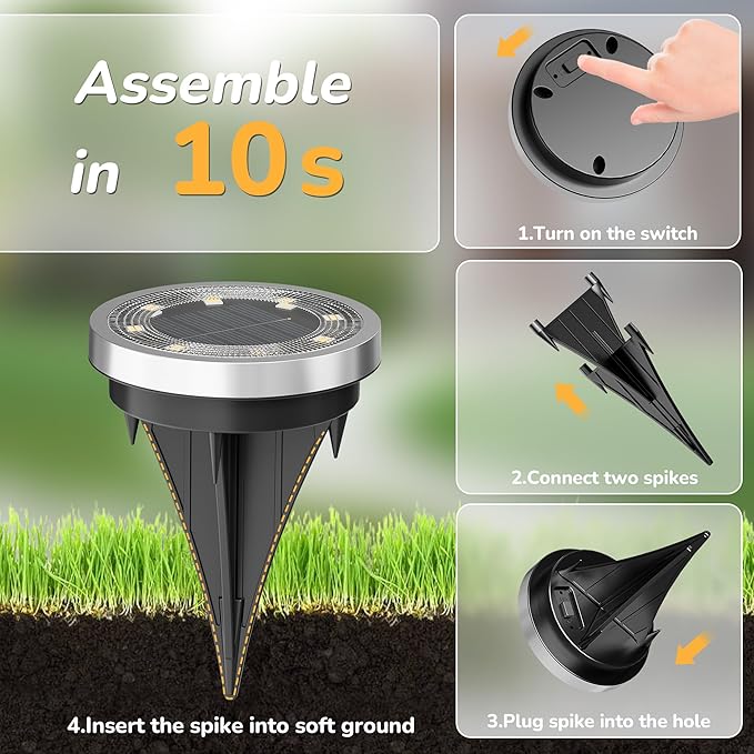 INCX Solar Ground Lights, 24 Pack Solars Light Outdoor Waterproof, Solar Garden - Image 7