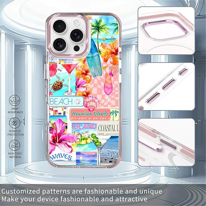 Case for iPhone 16 Pro, Coastal Beach Cover Coquette Collage Phone Case - Image 2