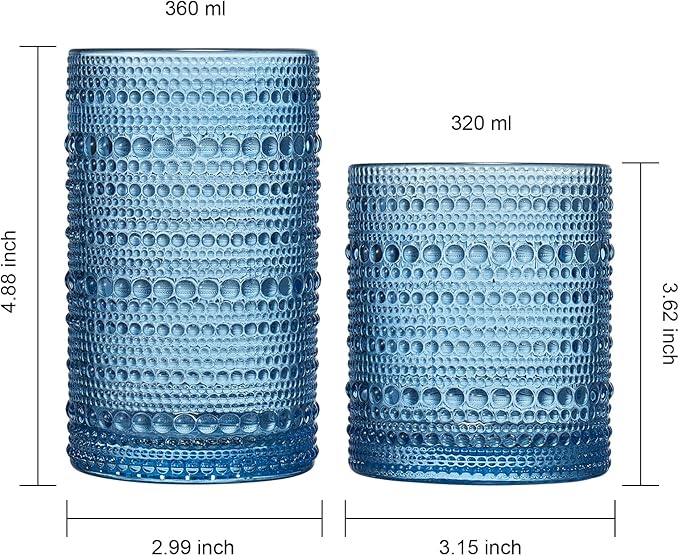 Hobnail Beaded Highball Drinking Tumbler Glasses | Set of 12 | Color, Vintage - Image 3