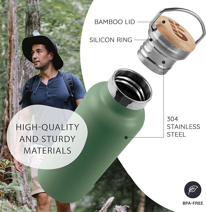 Bambaw Insulated Water Bottle 12 oz, Stainless Steel Water Bottle - Image 2