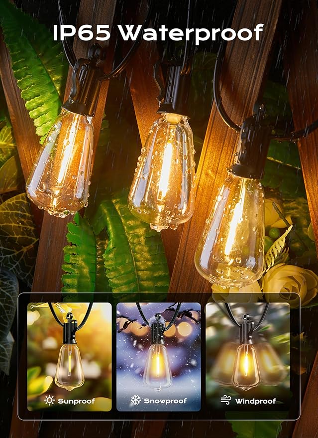 Brightown Outdoor String Lights, 75FT 22+2 LED ST38 LED Patio Lights - Image 3