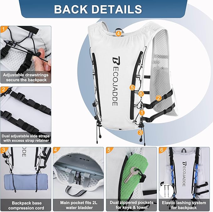 BECOJADDE Running Vest Hydration Backpack - Image 3
