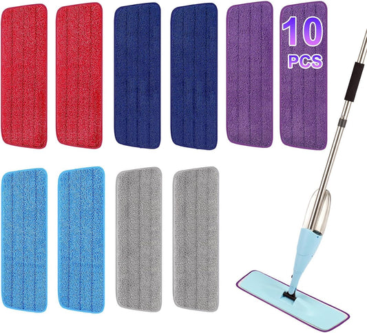 10 Pack 16.5 inch Reusable Mop Pads Microfiber Spray Mop Replacement Heads for Wet/Dry Mops Compatible with Bona Floor Care System