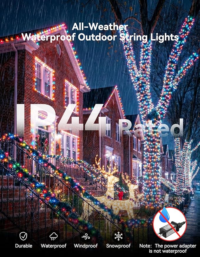 LitHome 164FT 500 LED String Lights Outdoor Indoor, 8 Modes Waterproof - Image 4