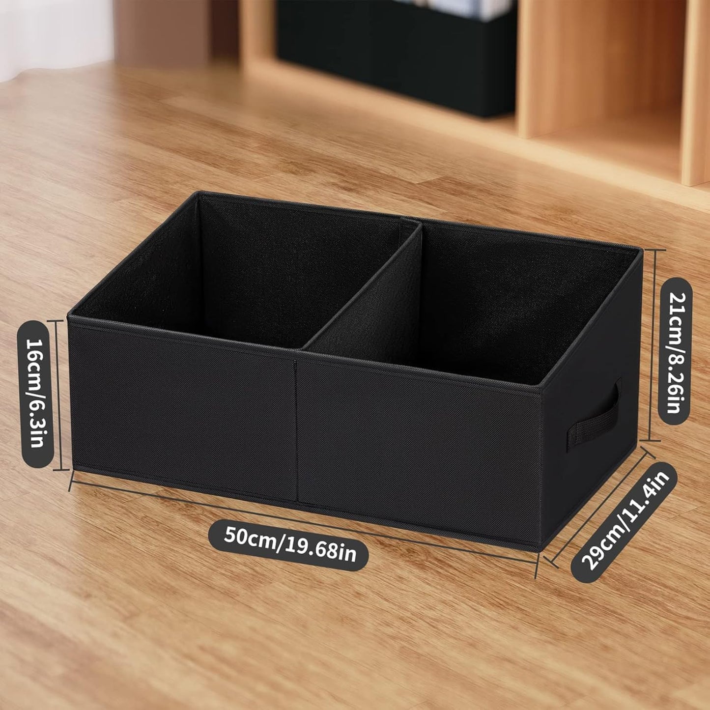 DIMJ Trapezoid Storage Bins for clothes - 4 Packs Closet Organizers and Storage Baskets, Foldable Closet Baskets with Handles and Divider, Closet Storage Bin Toybox for Shelves Living Room Bedroom