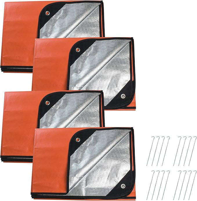 4 Pack Upgrade Survival Blanket – Insulated Thermal Reflective Tarp by LeadCon