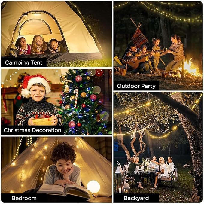 OGERY 2-Pack Camping String Lights, 32.8FT Rechargeable Christmas String Lights - Image 7