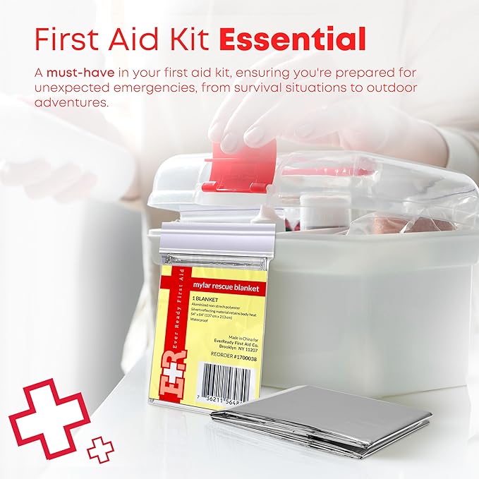Ever Ready First Aid Mylar Rescue Blanket, Large Silver Thermal Sheet - Image 7