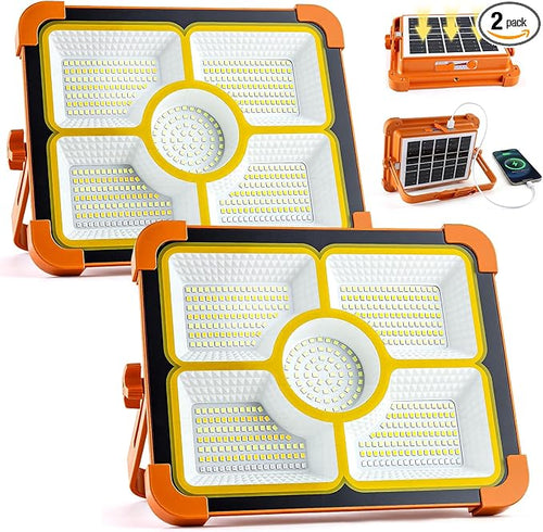 2-Pack Solar Rechargeable Work Light, 12000LM Portable Work Light by IlluminateYourWorld