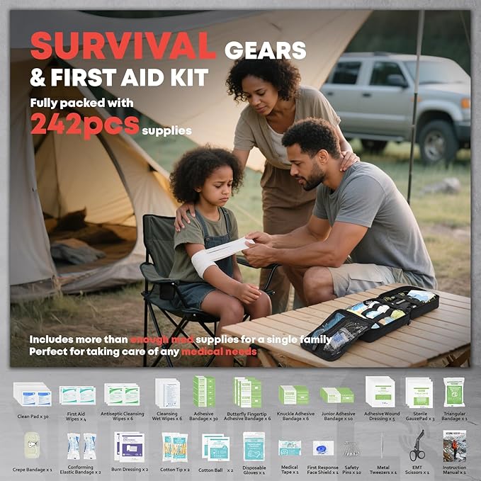 242Pcs Survival First Aid Kit Molle System IFAK Medical Kit - Image 4