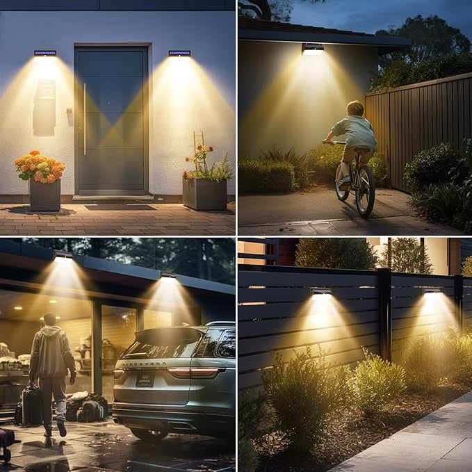 Peasur 4 Pack 368 LED Solar Motion Sensor Lights Outdoor, Solar Fence Lights - Image 6