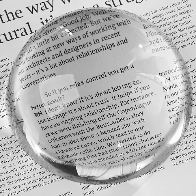 6X Crystal Dome Magnifier Paperweight, 4 Inch Large Dome Reading Magnifying by Zerelys