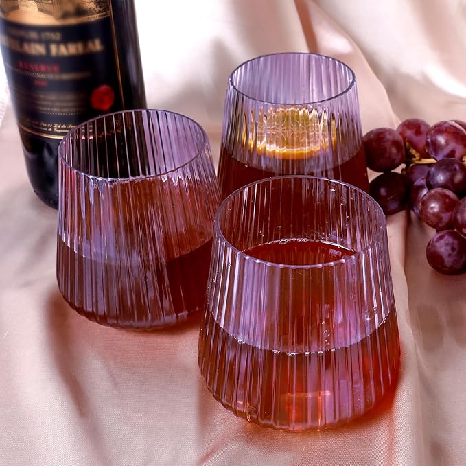Lueumxc 40 Pack Plastic Ribbed Wine Glasses, 14Oz Origami Disposable Wine - Image 7