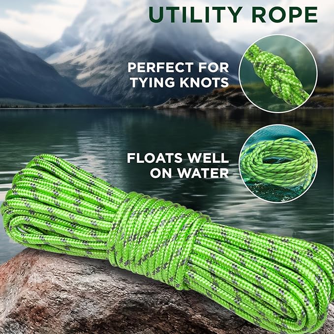 TECEUM Rope – 90 Feet x 3/8 Inch – Green Gray – Strong All-Purpose Utility Rope - Image 3