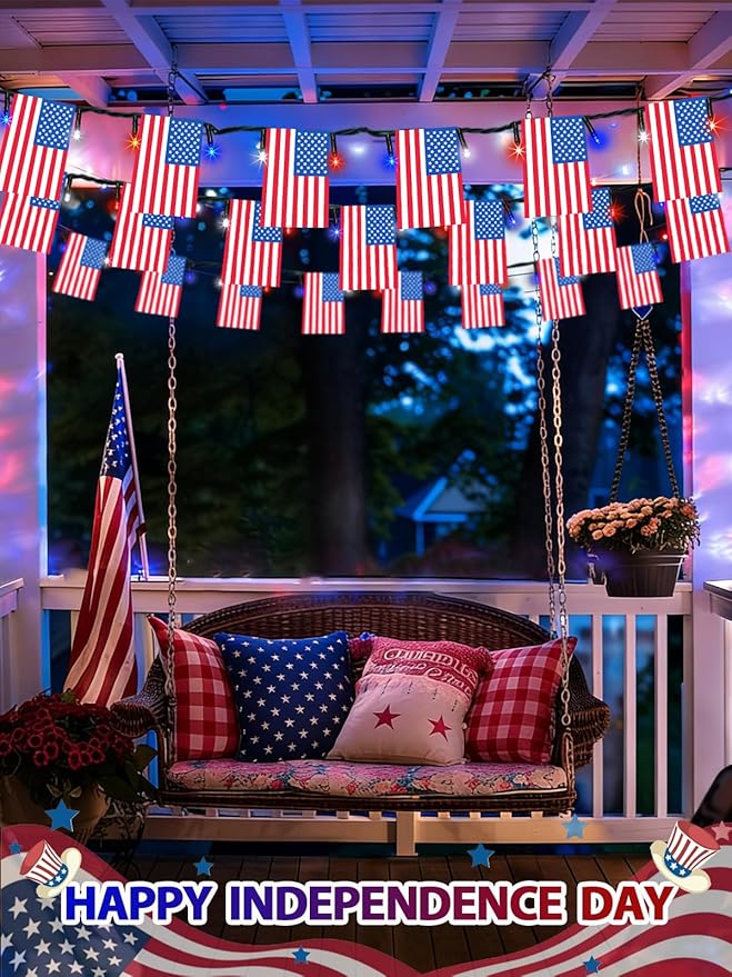 4th of July Decorations, Solar American Flag Lights Outdoor - Image 6