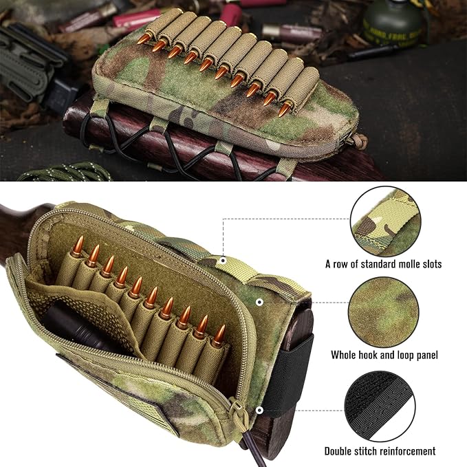 PETAC GEAR Tactical Buttstock Rifle Stock Pack/Adjustable Shell Holder Cheek - Image 5