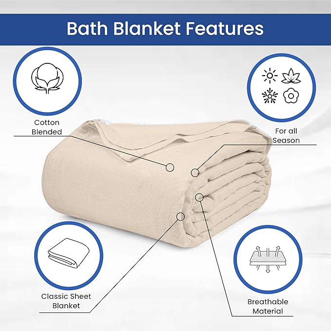 Linteum Textile Cotton Blended Hospital Patient Bath Blanket, Bed Bath Sheet - Image 3