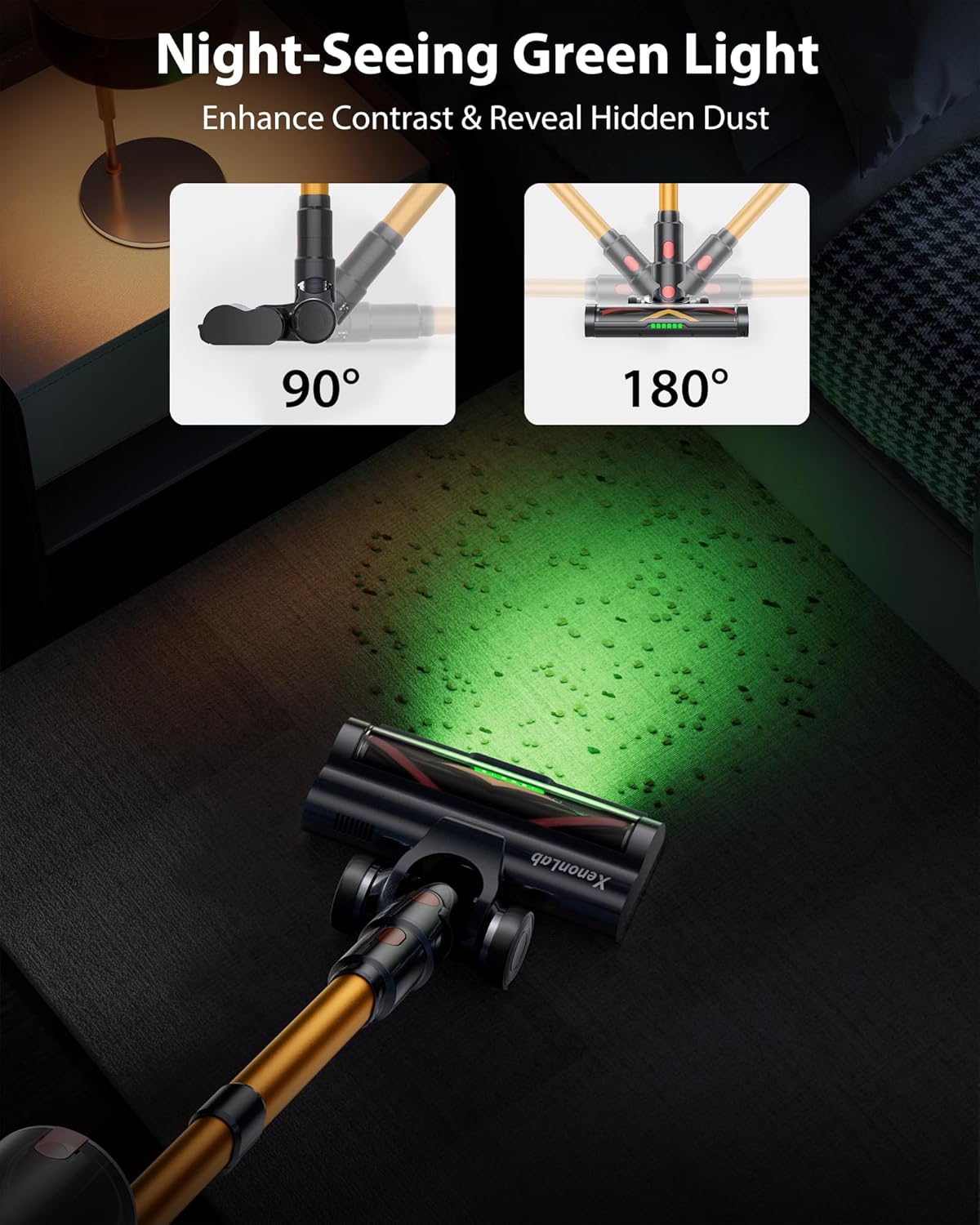 Cordless Vacuum Cleaner, 75Mins/48KPa/580W Self-Standing Vacuum Cleaners for Home, with Anti-Static&Anti-Tangle Brush, LED Touch Screen, Stick Vacuum for Carpets, Pet Hair, Hardwood Floors