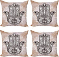 Ambesonne Hamsa Throw Pillow Cushion Case Pack of 4, Grunge Style Mandala by Ambesonne