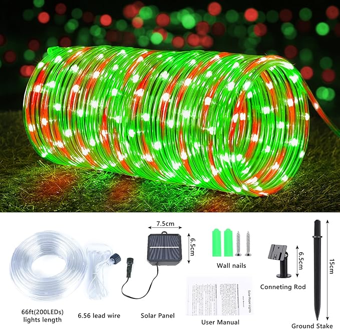 Solar Rope Lights, 2 Packs Total 132ft 400LED Solar String Lights, 8 Modes - Image 3
