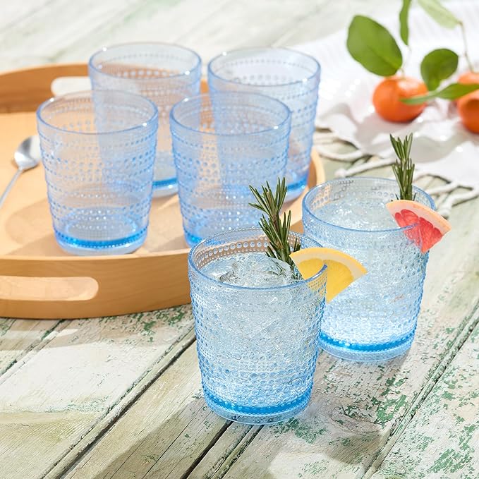 Santa Fe Blue Set of 6 Premium Acrylic DOF Glasses 16 oz – Unbreakable Drinkware - Image 4