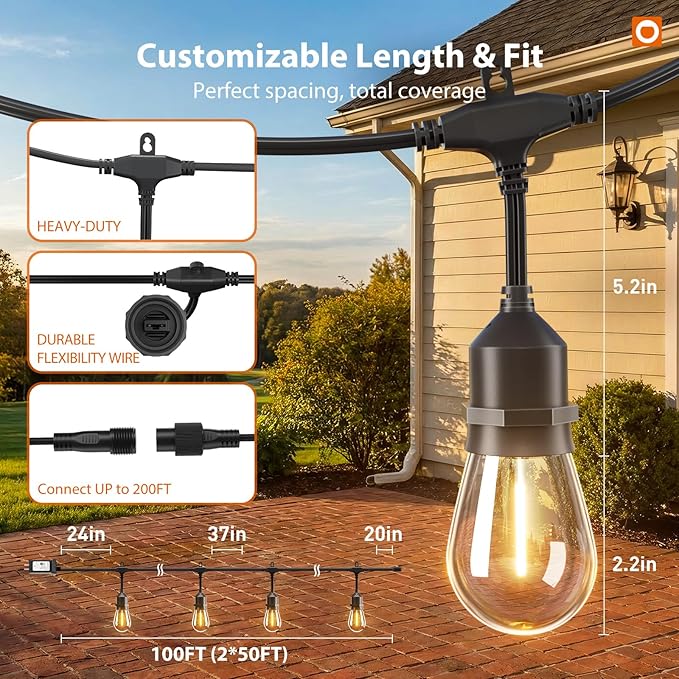 addlon 100FT Outdoor String Lights LED - Image 6