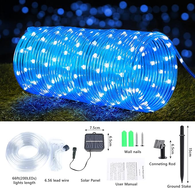 Solar Rope Lights, 2 Packs Total 132ft 400LED Solar String Lights, 8 Modes - Image 3
