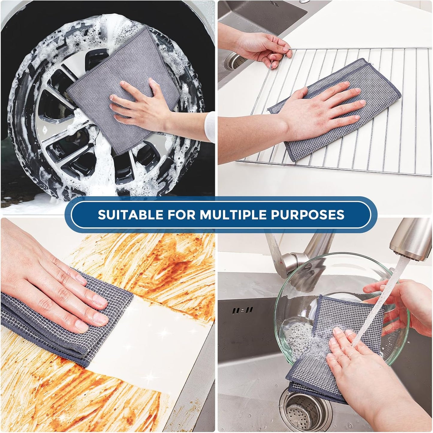 10 Pcs New Upgrade 3-Layer Non Scratch Wire Dishcloth,Wire Dishwashing Rag, Non-Scratch Wire Dishwashing Rags for Wet and Dry, Kitchen Cleaning Dish Rags for Cookware,Sinks, Dishes, Stove