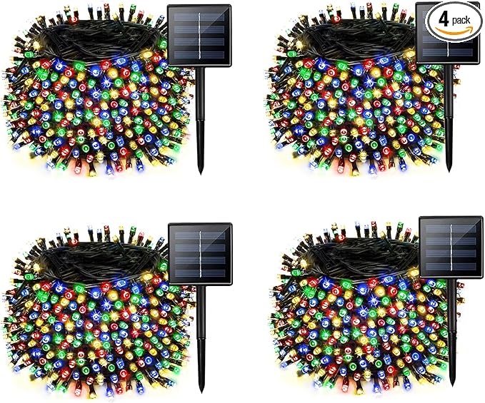 4 Pack Solar String Lights for Outside, 170 FT Total 480 LED Solar Chrismas by Albelt
