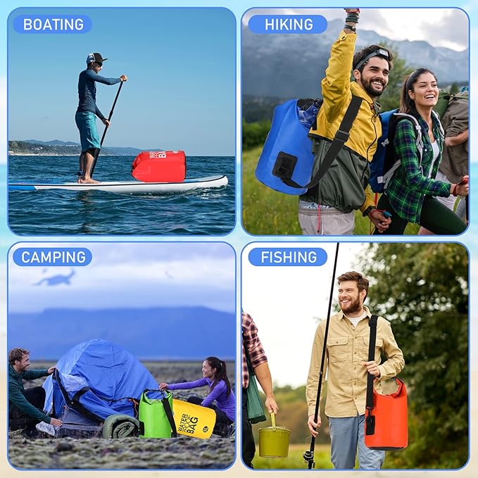 Jexine 15 Pack Dry Bag Waterproof, 5L Ultralight Dry Sacks Roll Top Storage Bag - Image 3