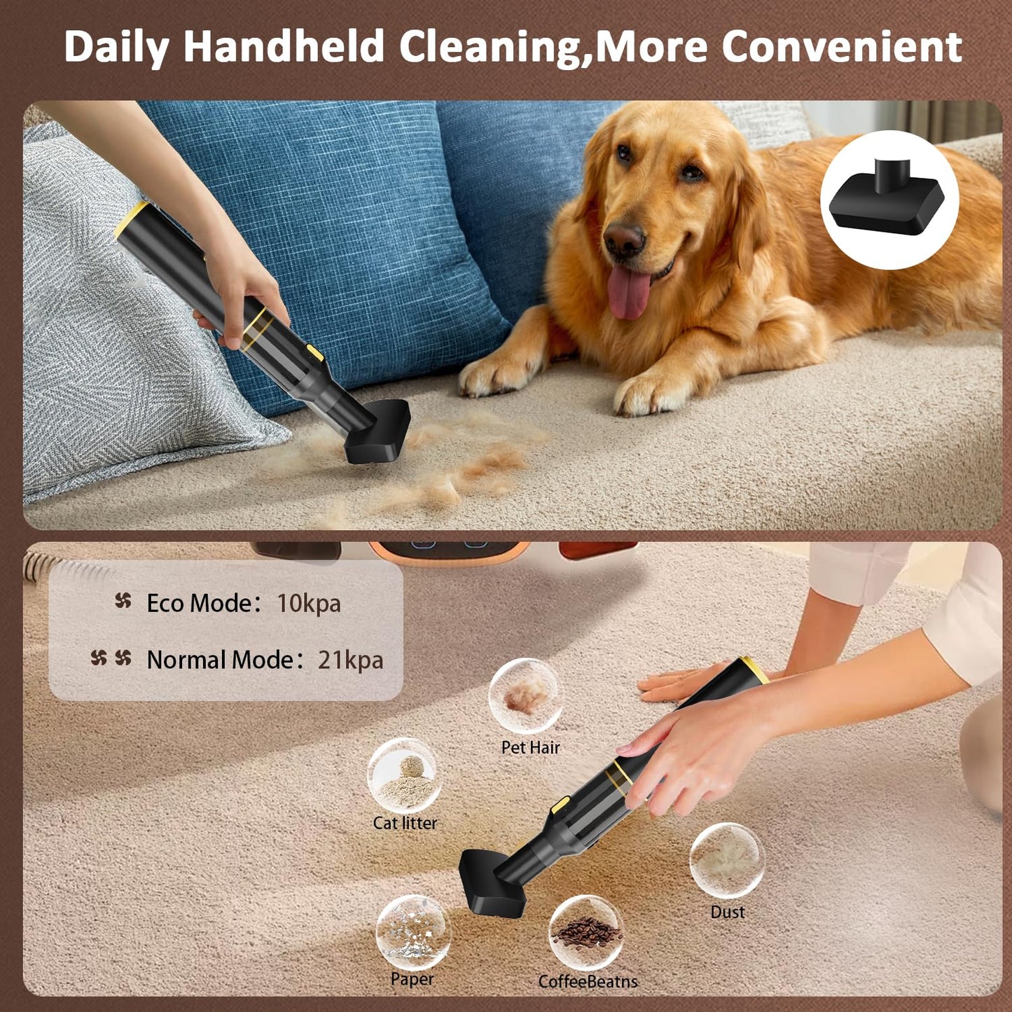 Cros 4-in-1 Mini Cordless Vacuum Cleaner, 21kPa Powerful Suction, Portable Handheld Vacuum for Car & Home, Type-C Rechargeable, Compact & Lightweight