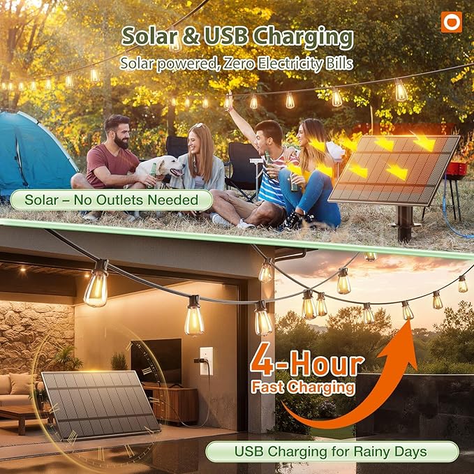 addlon 54 FT Solar String Lights Waterproof, Patio Lights Solar Powered - Image 4