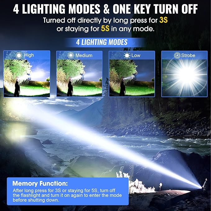 Banral Rechargeable Tactical Flashlights, High Lumens Small Mini USB-C LED - Image 4