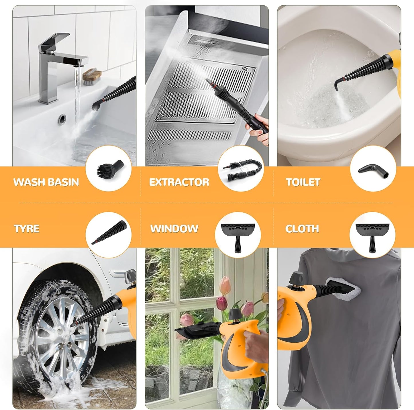 Spurgehom Handheld Steam Cleaner, Portable Steamer with Large Capacity,11-Piece Accessory Set for Cleaning