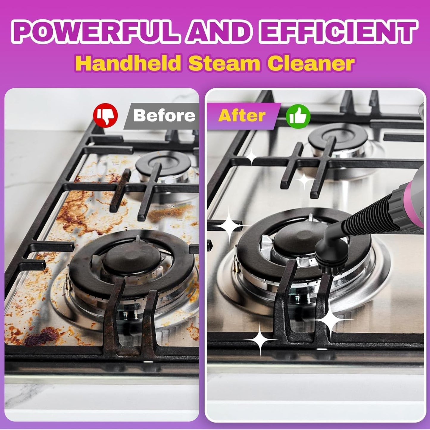 Pressurized Handheld Steam Cleaner, Portable Multi-Surface Cleaner for Home, Multipurpose Steam Cleaner for Tile, Grout, Windows, Bathroom, with 12pcs Accessories (Grey)