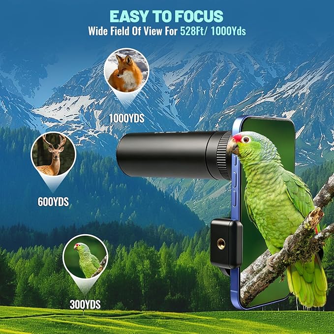 10x32 HD Monocular Telescope for Adults High Powered, Metal Cover Waterproof - Image 3