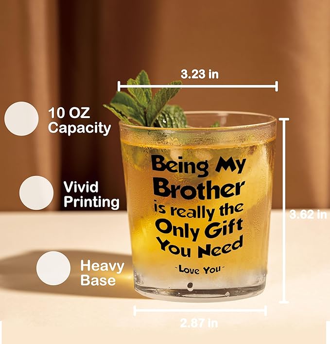 Nogrit Brother Gifts Whiskey Glasses 10 oz, Brothers Gifts - Image 2