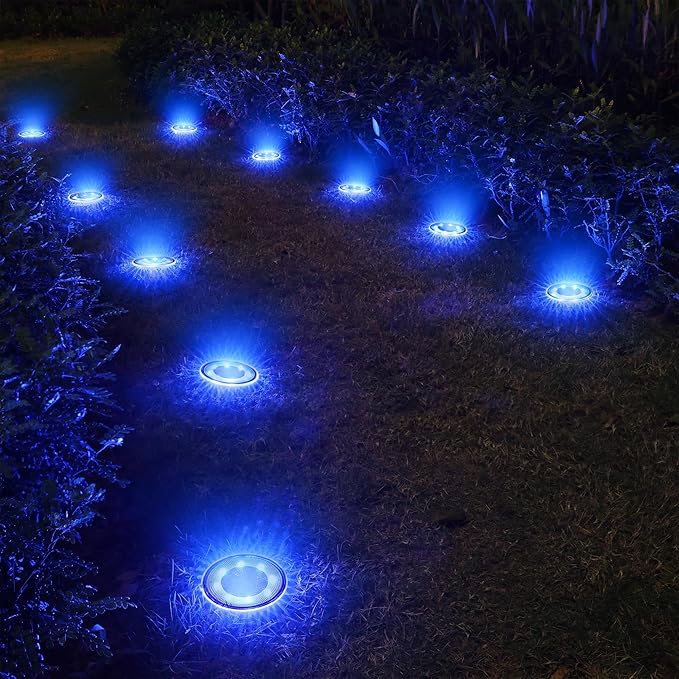 Joomer Solar Ground Lights, 16 Pack 8 LED Solar Lights Outdoor IP68 Waterproof - Image 6