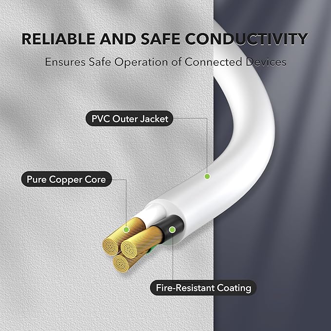 BN-LINK 6ft White Outdoor Extension Cord 16/3 SJTW, 2 Pack, Weather Resistant & - Image 2