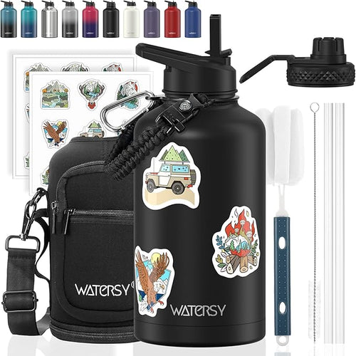 64oz Insulated Water Bottle, BPA Free&Leak Proof, Half Gallon Stainless Steel by Watersy