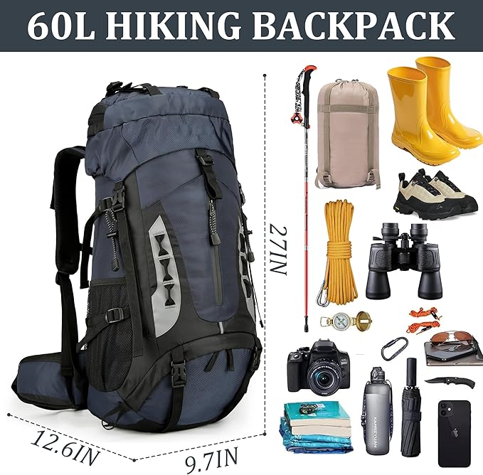 75L Hiking Backpack with Rain Cover Waterproof Camping Backpack Shoes Warehouse - Image 4