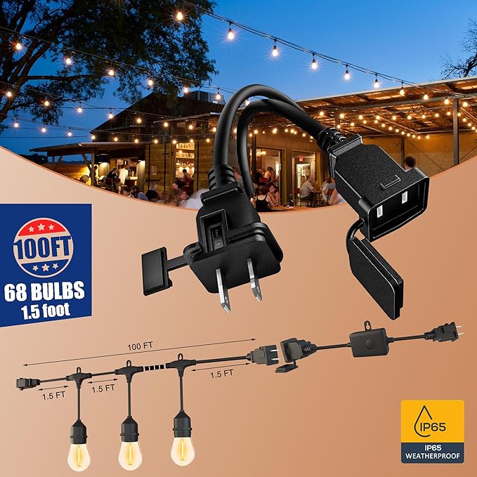 SUFEIMAS LED-Outdoor-String-Lights-Patio-Light-Outside 100FT Waterproof String - Image 9