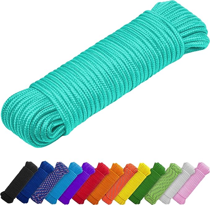 TECEUM Rope – 90 Feet x 1/4 Inch – Green Wave – Strong All-Purpose Utility Rope by TECEUM