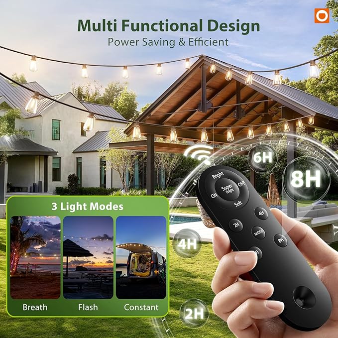 addlon 198 FT Solar String Lights Outdoor Waterproof - Image 2