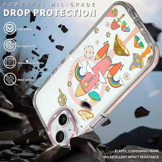 Case for iPhone 13/14, Spaceship Mushroom Phone Case Design，for Women Girls - Image 5
