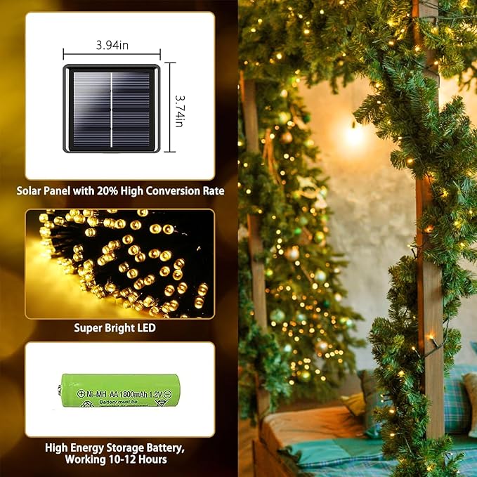 6 Pack Solar String Lights for Outside, 285 FT Total 720 LED Solar Chrismas - Image 4