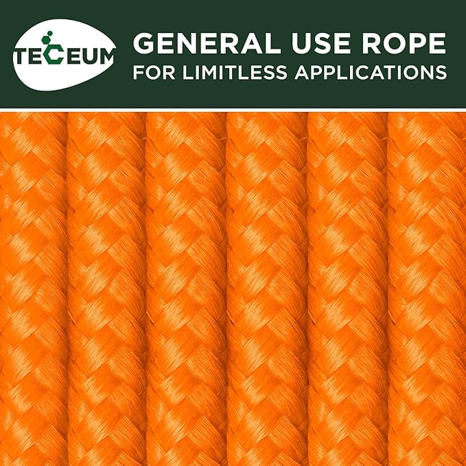 TECEUM Rope – 150 Feet x 1/4 Inch – Orange Yellow – Strong All-Purpose Utility - Image 9