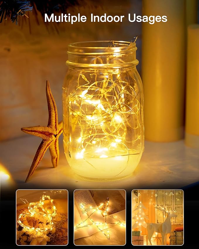 Brightown Solar String Lights, 2 Packs Total 66Ft 200 LED Solar Fairy Lights - Image 6