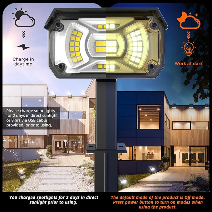 LEREKAM Solar Spot Lights Outdoor, 40 LEDs Solar Outdoor Waterproof Landscape - Image 5
